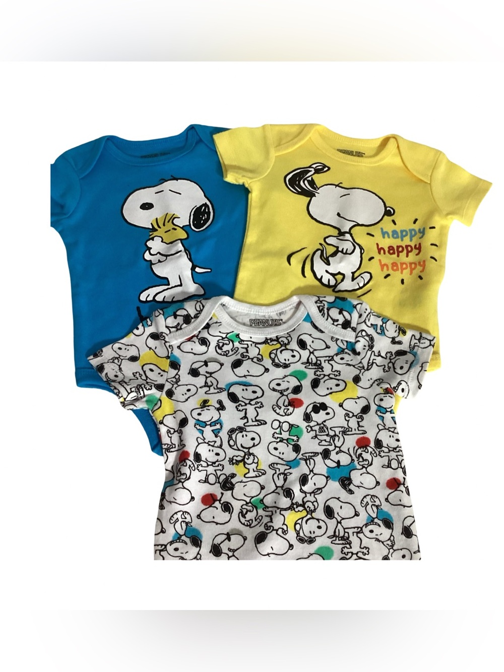 Peanuts SNOOPY Set of 3 Onesies (One Piece) Snap Bottom Size 6-9 Months NWOT